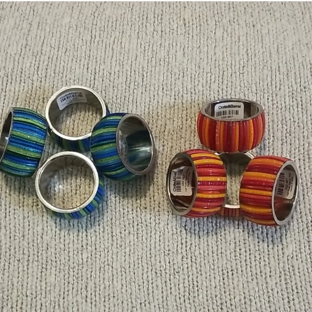 Hand Blown Glass Votive And Glass Bead Napkin Rings